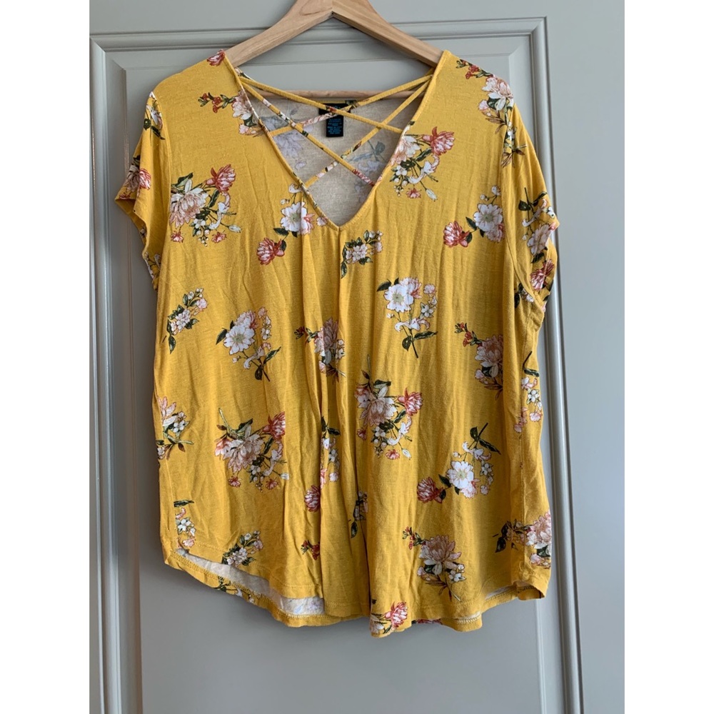 yellow floral blouse
